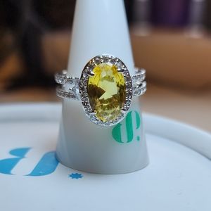 Bomb Party Ring | Lab Created Citrine | Rhodium Plate | Size 9